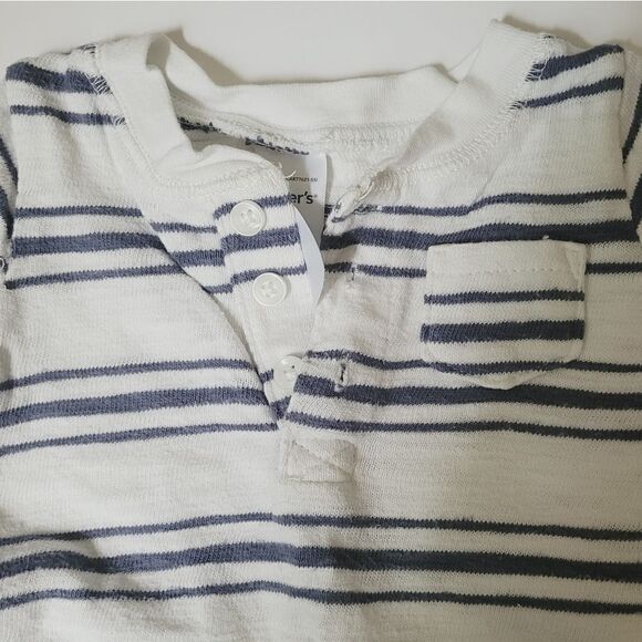 Carter's Navy & White Striped Cotton Onesie - Picture 4 of 5
